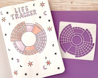 Monatliche Kreis-Tracker-Schablone für Tagebuch und Planer, Wheel of Life-Layout-Schablone