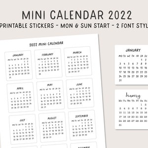 2022 monthly calendar stickers for bullet journal and planner etsy