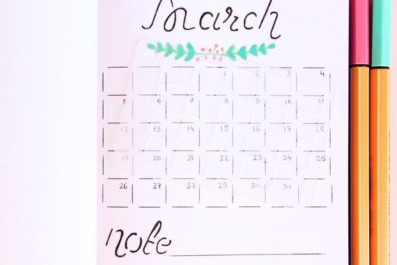 mini monthly overview calendar stencil for bullet journal and planner monthly layout stencil planner template stencil calendar stencil