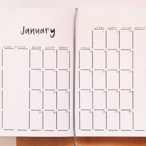 Monthly Overview Calendar Stencil for Journal and Planner, Monthly Layout Stencil for B6 Notebook, Planner Template Stencil 画像 9