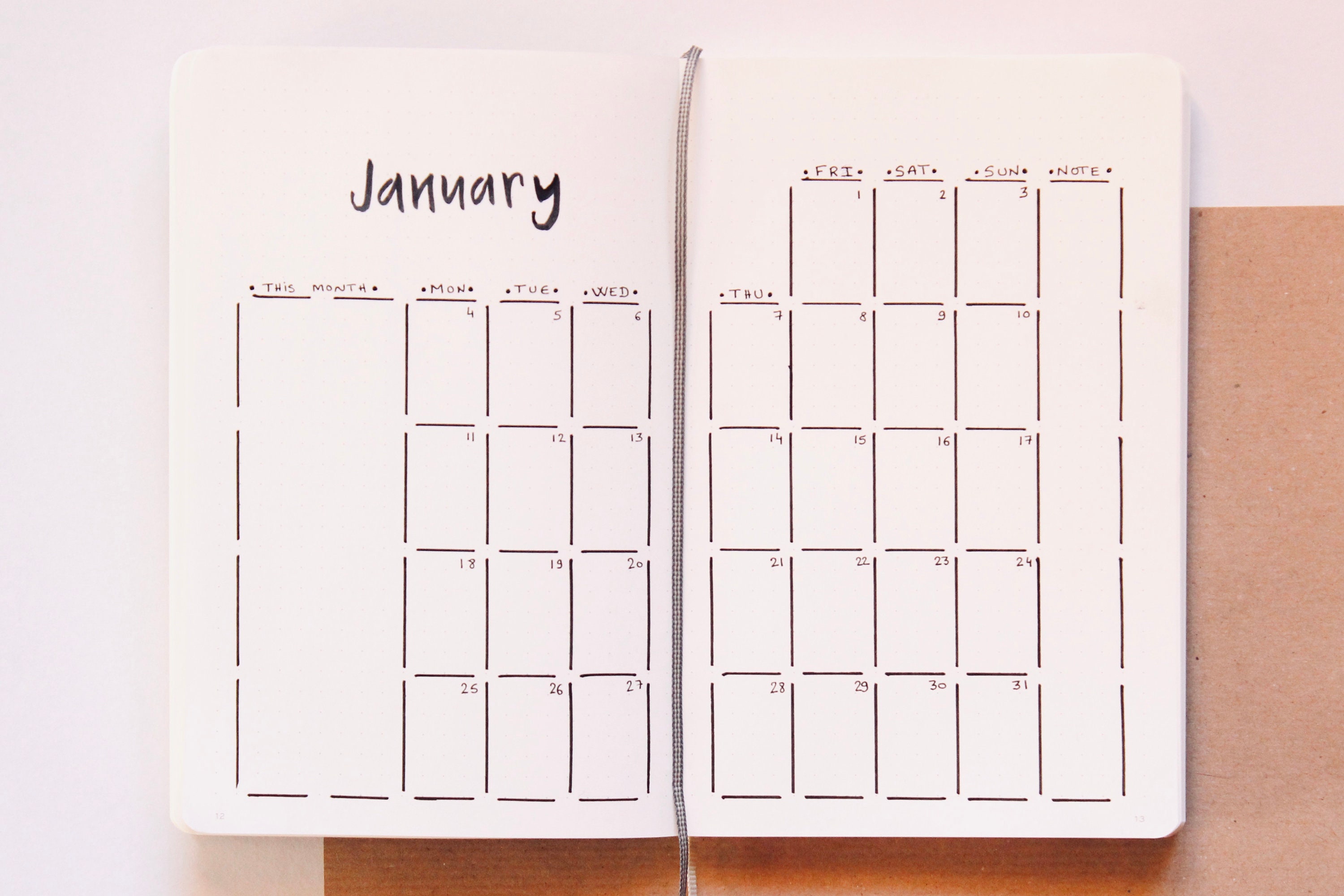 Monthly Overview Calendar Stencil for Journal and Planner, Monthly Layout  Stencil, Planner Template Stencil 