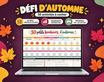 Lista de atividades de outono (Planilhas Google, Planilha para imprimir), 30 atividades aconchegantes de outono em francês