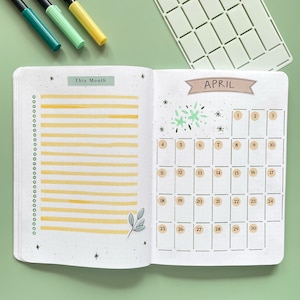 Monthly Overview Calendar Stencil for Journal and Planner, Monthly Layout Stencil for B6 Notebook, Planner Template Stencil 画像 2