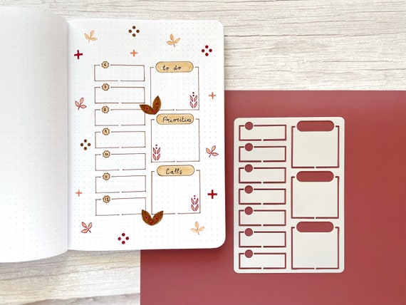 Weekly Layout Stencil for Journal and Planner, Week Spread Template Stencil,  Daily Layout Stencil 