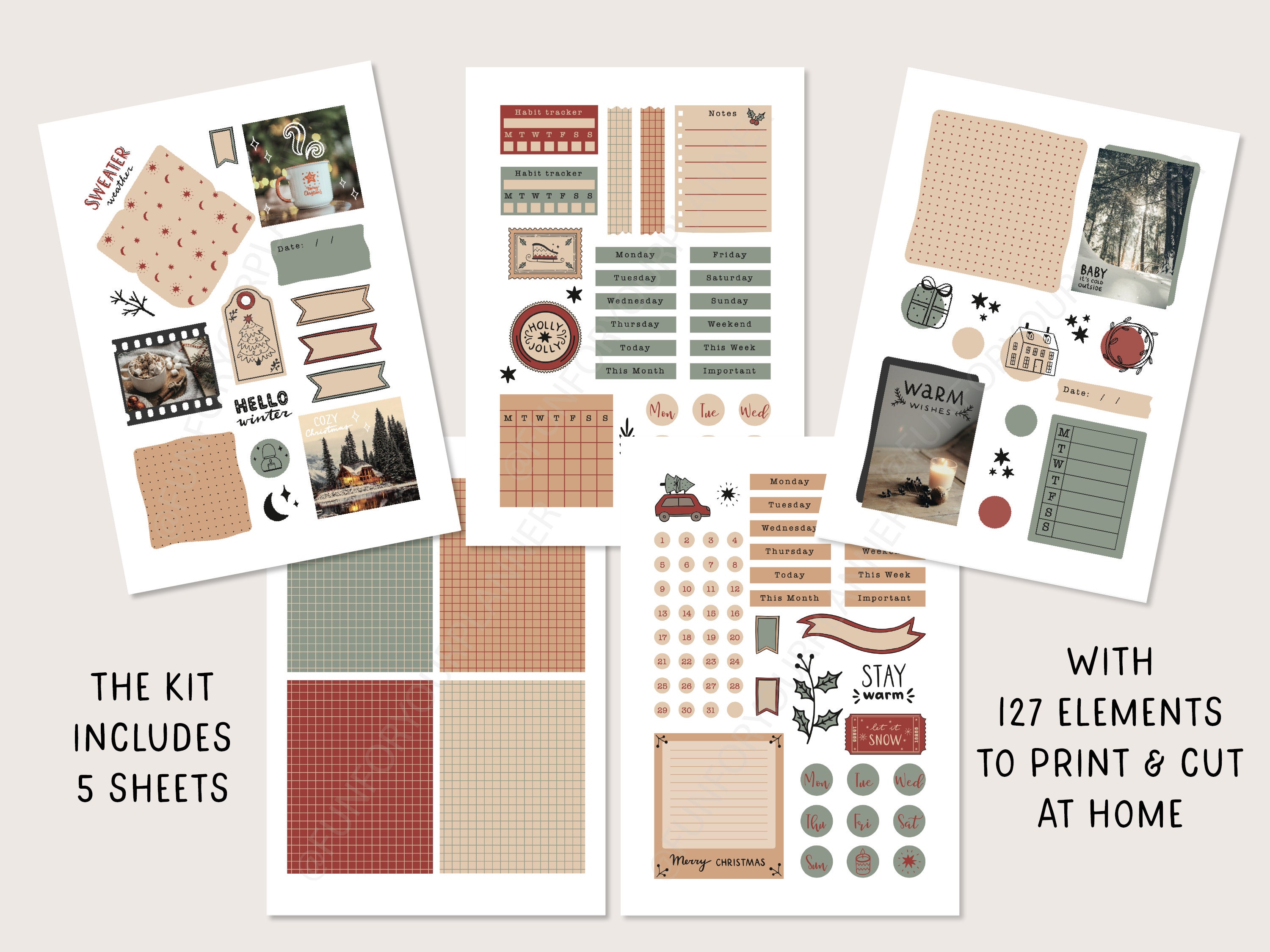 Printable Bullet Journal and Planner Set Printable Christmas - Etsy