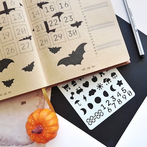 Schablone mit täglichen Symbolen für Tagebuch und Planer, 42 Lebenssymbole + Digitaluhr und Zahlen Bild 5