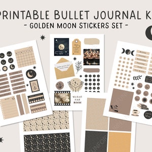 printable bullet journal and planner set printable moon etsy