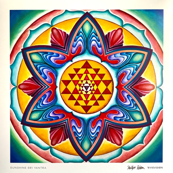 Sunshine Sri Yantra Fine Art Print