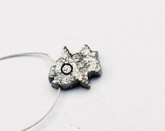 N43 OOAK 2pcs 1.00Tcw 5.0mm Black Laser cut heart Shape Raw Diamond Pair Canadian Loose Diamond Heart Rough Diamond matched pair