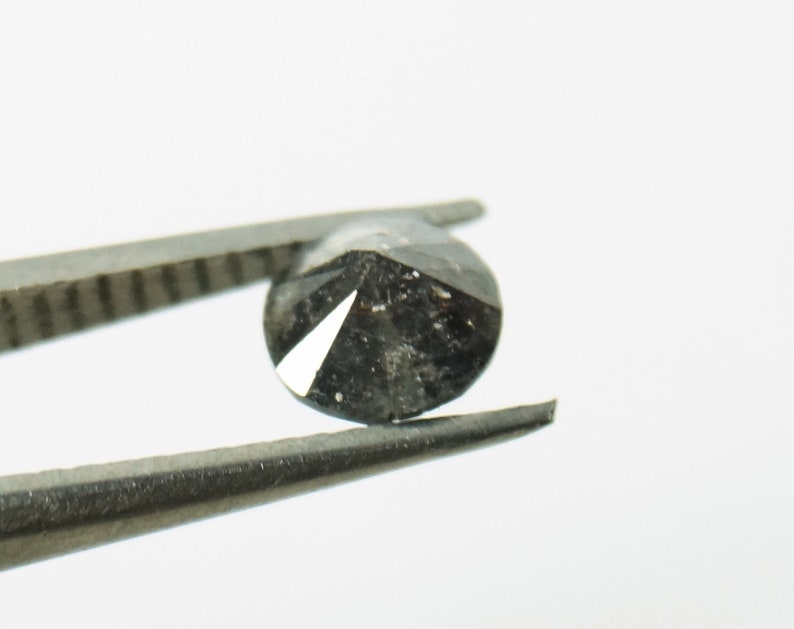 OOAK 0.96Tcw5.467mm Natural Clear Gray Salt /& Pepper Round Brilliant Cut Loose Diamond Solitaire Diamond for ring Faceted Cabochon,DFJ133