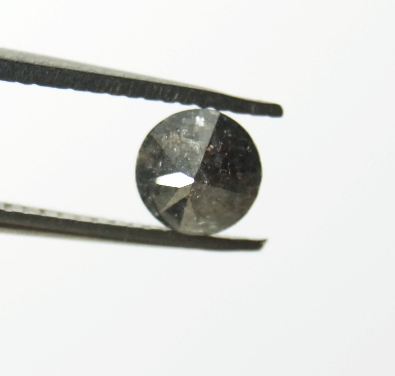 OOAK 0.96Tcw5.467mm Natural Clear Gray Salt /& Pepper Round Brilliant Cut Loose Diamond Solitaire Diamond for ring Faceted Cabochon,DFJ133