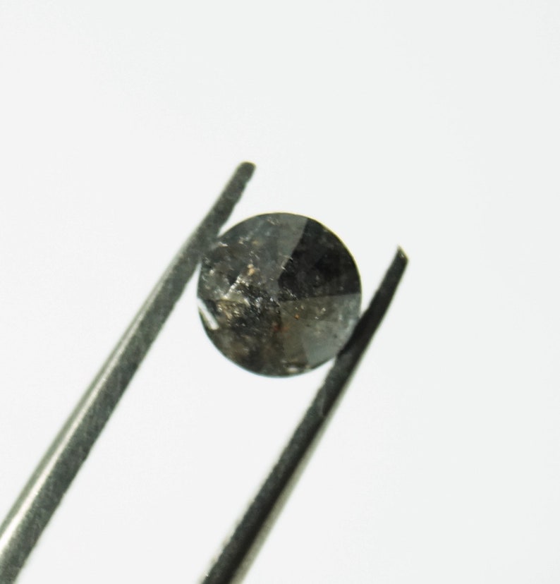 OOAK 0.96Tcw5.467mm Natural Clear Gray Salt /& Pepper Round Brilliant Cut Loose Diamond Solitaire Diamond for ring Faceted Cabochon,DFJ133