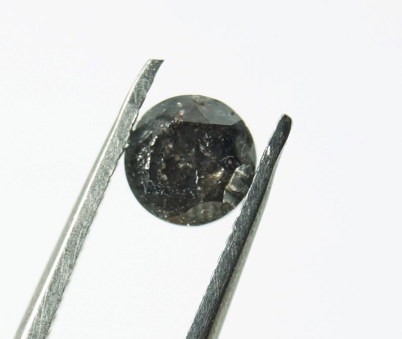 OOAK 0.96Tcw5.467mm Natural Clear Gray Salt /& Pepper Round Brilliant Cut Loose Diamond Solitaire Diamond for ring Faceted Cabochon,DFJ133