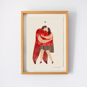 Red Couple Dijital Wall Poster, Digital Poster Gift For Couple, Printable Wall Decor, Contemporary Art, Museum Poster, Wall Art Print