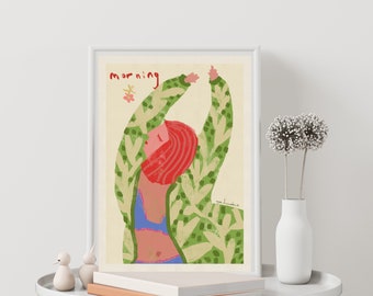 Morning Girl Printable Wall Poster, Feminist Wall Poster, Feminist Art, Printable Wall Decor, Digital Download Art Print, Colorful Wall Art