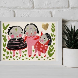 Three Little Children Digital Wall Art, Nursery Wall Decor, Kids Room Decor, Exhibition Poster, Digital Download Art, Minimalist Prints