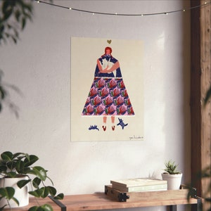 Woman with Her Cats Digital Wall Art, Modern Wall Art Print, Exhibition Poster,  Colorful Wall Art, Museum Poster, Feminist Art Print