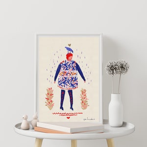 Girl in The Rain Digital Wall Art, Colorful Wall Art, Exhibition Poster, Feminist Art, Museum Poster, Printable Wall Art, Contemporary Art image 5