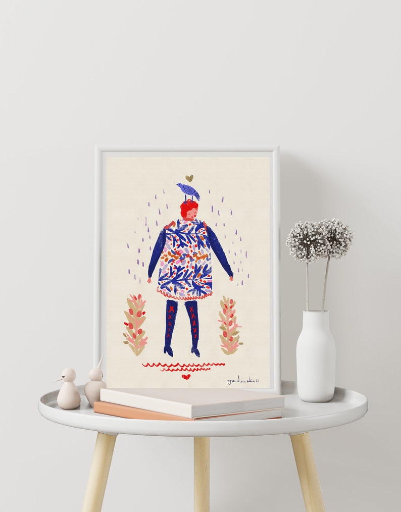 Girl in The Rain Digital Wall Art, Colorful Wall Art, Exhibition Poster, Feminist Art, Museum Poster, Printable Wall Art, Contemporary Art image 5