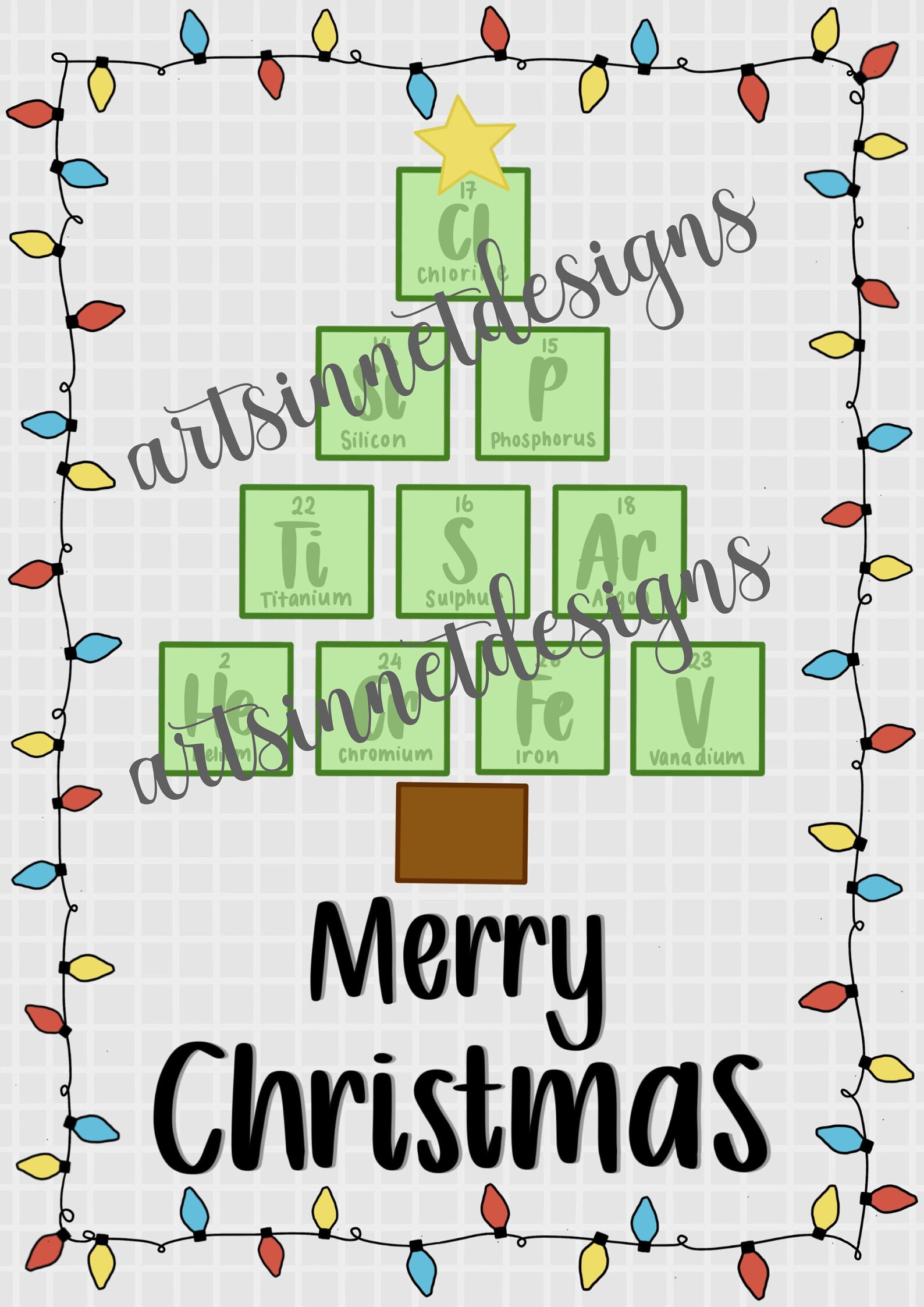 Chemistry Themed Christmas Card Science Christmas Card Seasonal Gifts ...