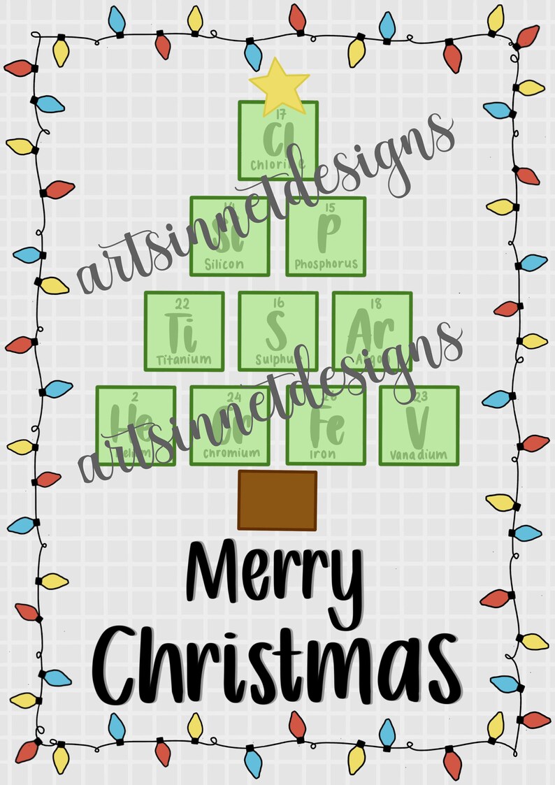 Chemistry Themed Christmas Card Science Christmas Card Seasonal Gifts