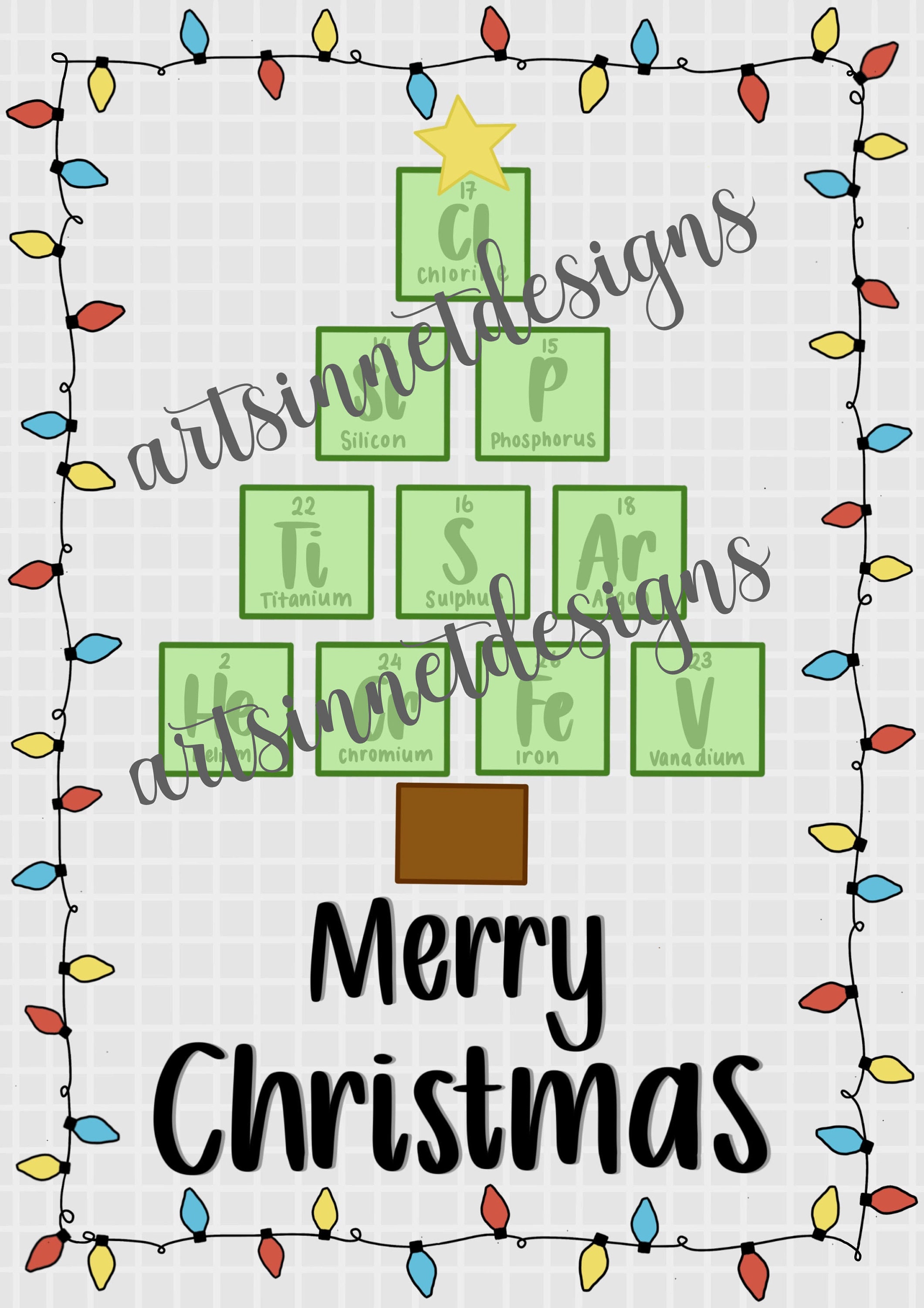 Chemistry Themed Christmas Card Science Christmas Card Seasonal Gifts ...