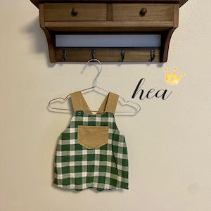 Forest Green Shortalls| baby toddler boy short overalls