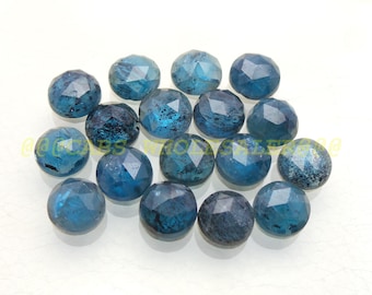 Moss Kyanite Gemstone Cabochon-Green Kyanite Cabochons-Natural Teal Green Moss Kyanite Rose Cut Round Cabochon 10x10 MM-5 Pcs-Wholesalegems