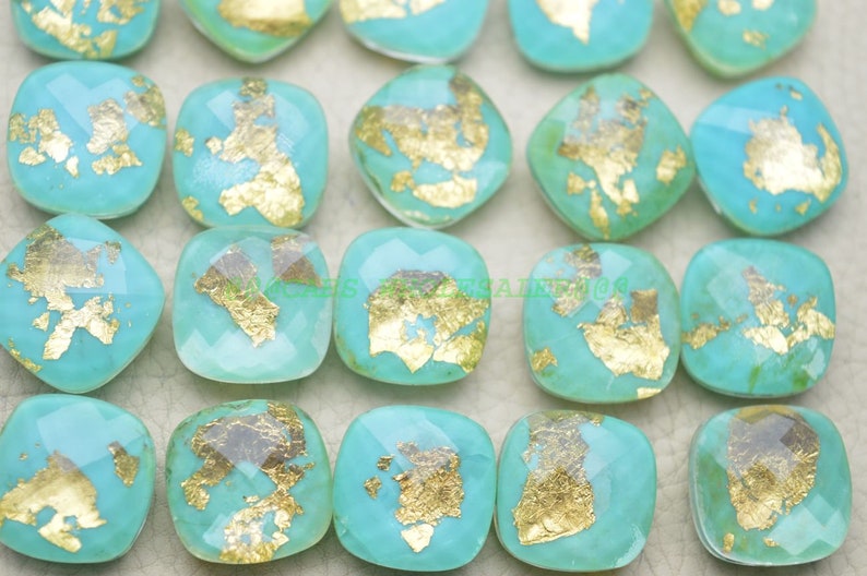Crystal Turquoise Gemstone Doublet-Turquoise Briolettes-Crystal Turquoise Faceted Cushion Briolettes Doublet-16 MM Wholesalegems #14629