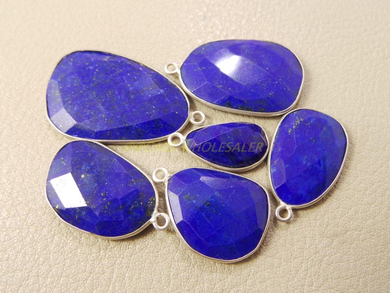 15-29 MM Silver Connector 925 Sterling Silver Connectors Wholesalegems Natural Lapis Gemstone Silver Connectors Gemstone Connectors