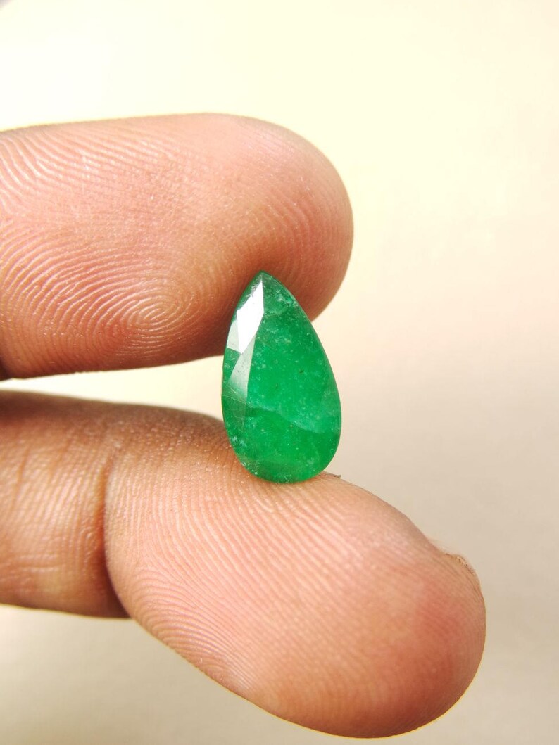 13.5x7.5x5.25 MM Size Wholesalegems 1 Piece Emerald Cuts Natural Emerald Faceted Brilliant Pear Cut Stone High Quality