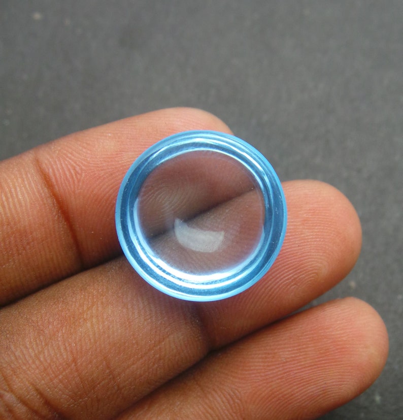 Blue Topaz Gemstone Cabochon-RARE Natural Blue Topaz Smooth Round Cabochon-Blue Topaz Gemstone Cabs-19.5x19.5x7 MM-Wholesalegems #W17249