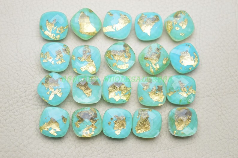 Crystal Turquoise Gemstone Doublet-Turquoise Briolettes-Crystal Turquoise Faceted Cushion Briolettes Doublet-16 MM Wholesalegems #14629