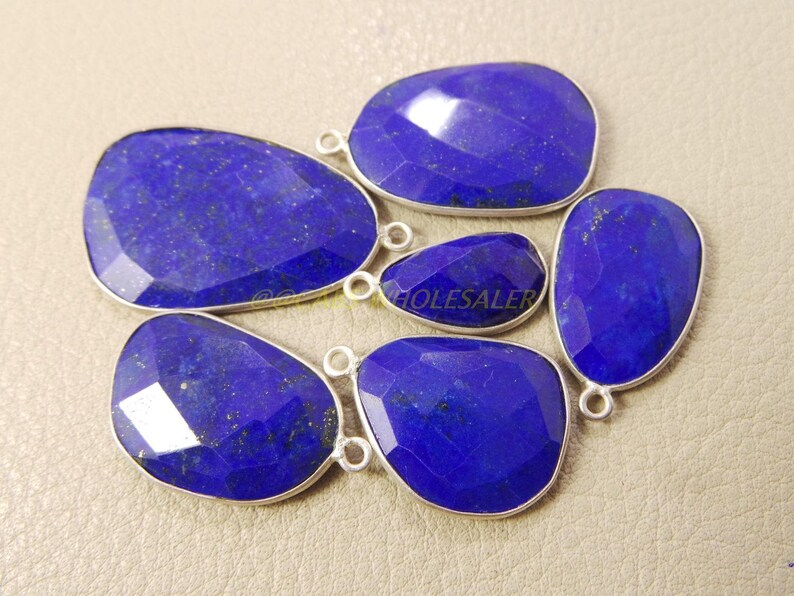 15-29 MM Silver Connector 925 Sterling Silver Connectors Wholesalegems Natural Lapis Gemstone Silver Connectors Gemstone Connectors