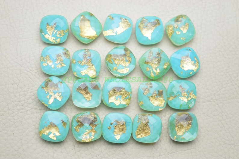 Crystal Turquoise Gemstone Doublet-Turquoise Briolettes-Crystal Turquoise Faceted Cushion Briolettes Doublet-16 MM Wholesalegems #14629