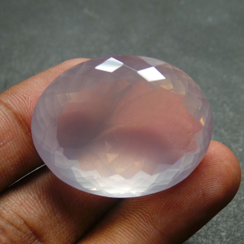 Rose Quartz Gemstone Cut-Rose Quartz Cuts-Natural Rose Quartz Faceted Cut Oval Stone-Rose Quartz Cut Stones-34x27x16 MM-Wholesalegems
