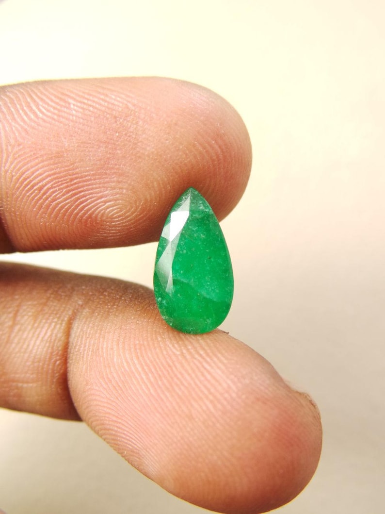 13.5x7.5x5.25 MM Size Wholesalegems 1 Piece Emerald Cuts Natural Emerald Faceted Brilliant Pear Cut Stone High Quality