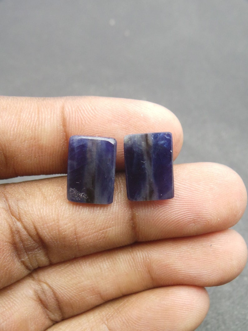 Blue Sapphire Gemstone Cabochon-Blue Sapphire Cabochon-Natural Sapphire Faceted Rose Cut Rectangle Cabochon-13x9.5 MM-1 Pair-Wholesalegems