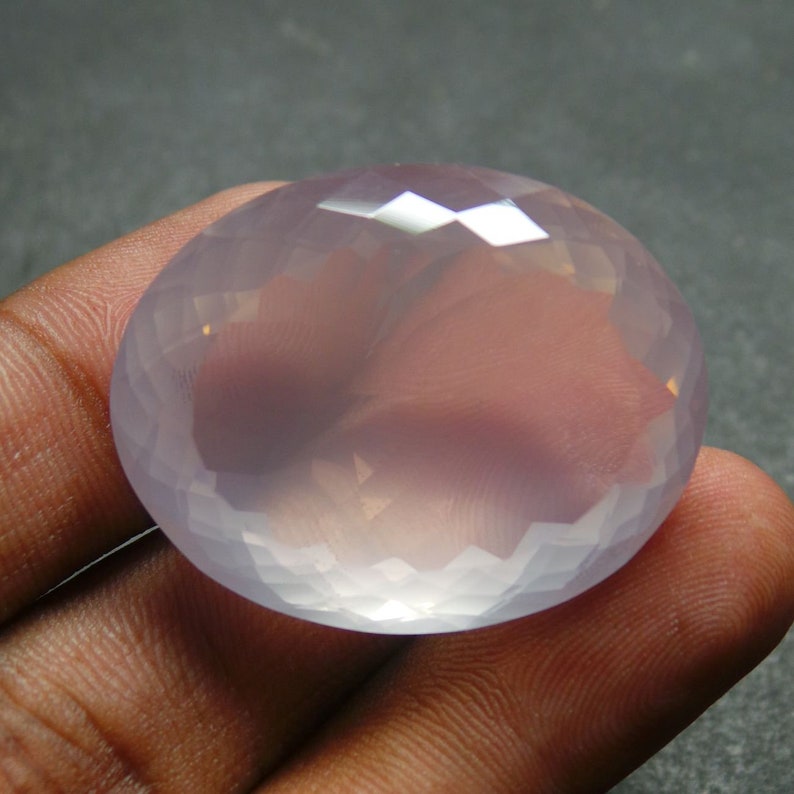 Rose Quartz Gemstone Cut-Rose Quartz Cuts-Natural Rose Quartz Faceted Cut Oval Stone-Rose Quartz Cut Stones-34x27x16 MM-Wholesalegems