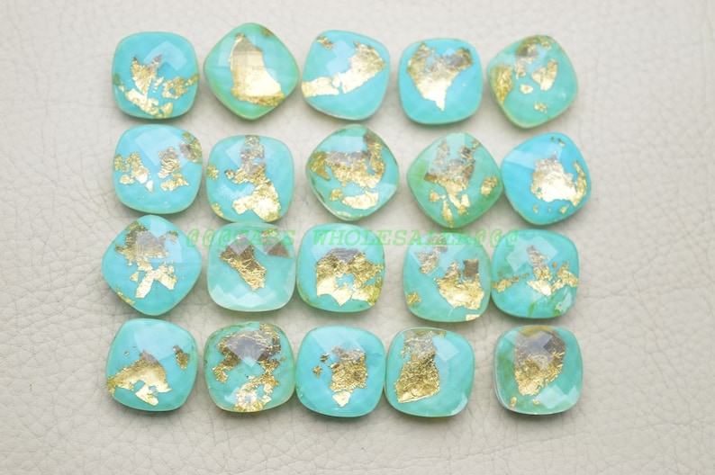 Crystal Turquoise Gemstone Doublet-Turquoise Briolettes-Crystal Turquoise Faceted Cushion Briolettes Doublet-16 MM Wholesalegems #14629