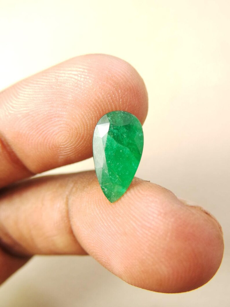 13.5x7.5x5.25 MM Size Wholesalegems 1 Piece Emerald Cuts Natural Emerald Faceted Brilliant Pear Cut Stone High Quality