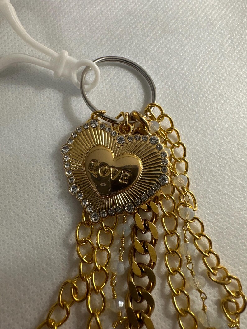 Gold Love Fluted Crystal Heart Custom Bag Charm Etsy