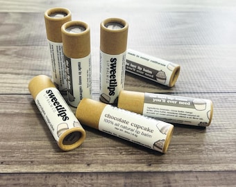 Bálsamo labial con sabor a cupcake de chocolate / Bálsamo labial artesanal / Bálsamo labial ecológico / Bálsamo labial totalmente natural / Bálsamo labial totalmente natural