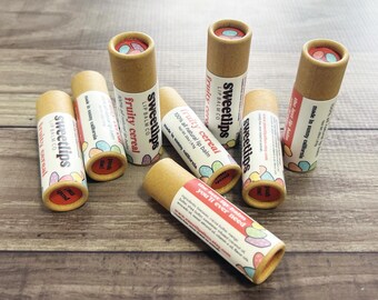 Bálsamo labial con sabor a cereal afrutado / Bálsamo labial artesanal / Bálsamo labial ecológico / Bálsamo labial totalmente natural / Bálsamo labial totalmente natural