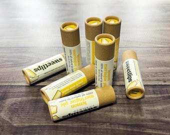 Bálsamo labial con sabor a tarta de merengue de limón / Bálsamo labial artesanal / Bálsamo labial ecológico / Bálsamo labial totalmente natural / Bálsamo labial de cera de abejas
