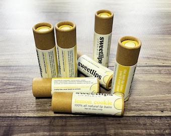 Bálsamo labial con sabor a galleta de limón / Bálsamo labial artesanal / Bálsamo labial ecológico / Bálsamo labial totalmente natural / Bálsamo labial de cera de abejas