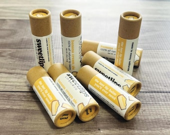 Bálsamo labial con sabor a pastel de crema de plátano / Bálsamo labial artesanal / Bálsamo labial ecológico / Bálsamo labial totalmente natural / Bálsamo labial totalmente natural