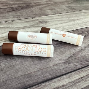 Caramel Pecan Log Lip Balm | All Natural Lip Balm | Handmade Lip Balm | Holiday Flavored Lip Balm
