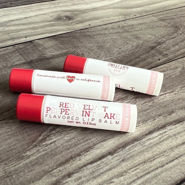 Peppermint Red Velvet Cake Lip Balm | All Natural Lip Balm | Handmade Lip Balm | Holiday Flavored Lip Balm