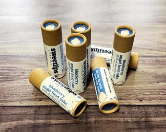 Bálsamo labial con sabor a pastel de ángel y arándanos / Bálsamo labial artesanal / Bálsamo labial ecológico / Bálsamo labial totalmente natural / Bálsamo labial de cera de abejas